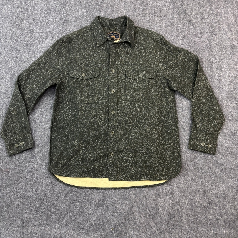 Freedom Foundry Dry Goods Co Medium Flannel Shirt Black Gray Speckled Button Up